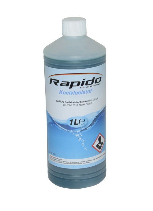 onderhoudsmiddel koelvloeistof blauw 1L fles rapido